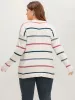 Striped Contrast Super Soft Knit V Neck Fluffy Knit Top sold by Bloomchic