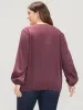Solid Lantern Sleeve Tie Neck Wrap Blouse sold by Bloomchic