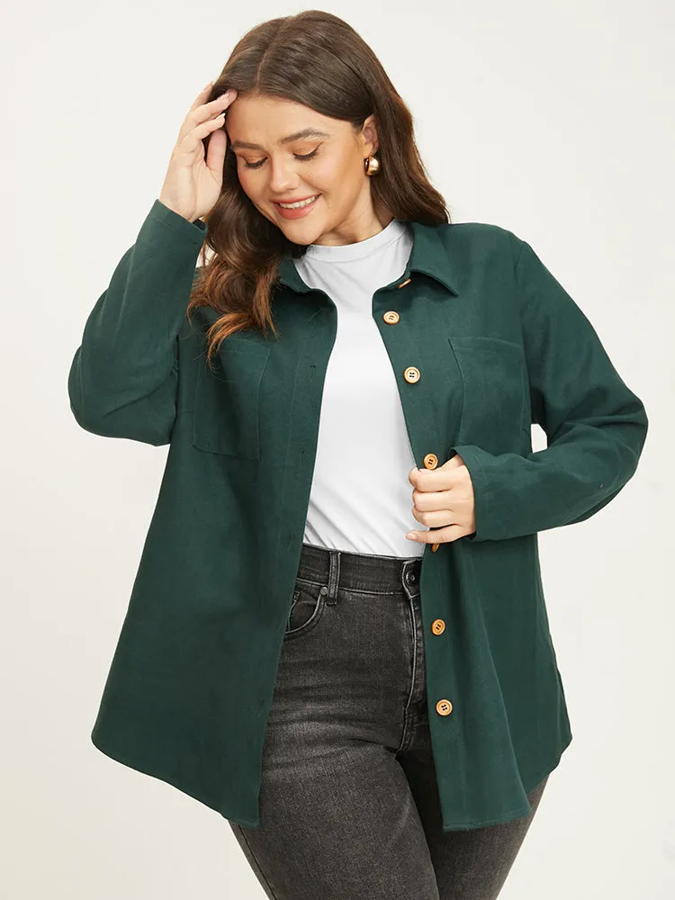 Solid Pocket Button Up Arc Hem Blouse sold by Bloomchic product image thumbnail 4