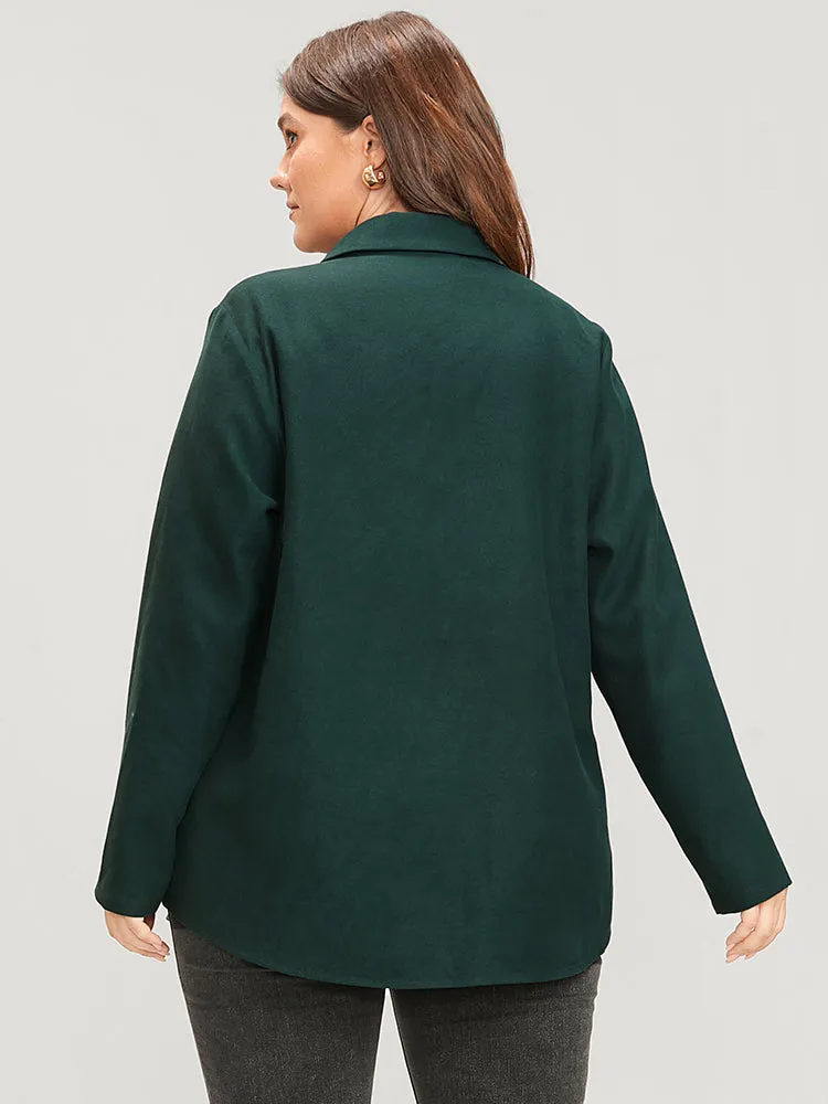 Solid Pocket Button Up Arc Hem Blouse sold by Bloomchic product image thumbnail 5