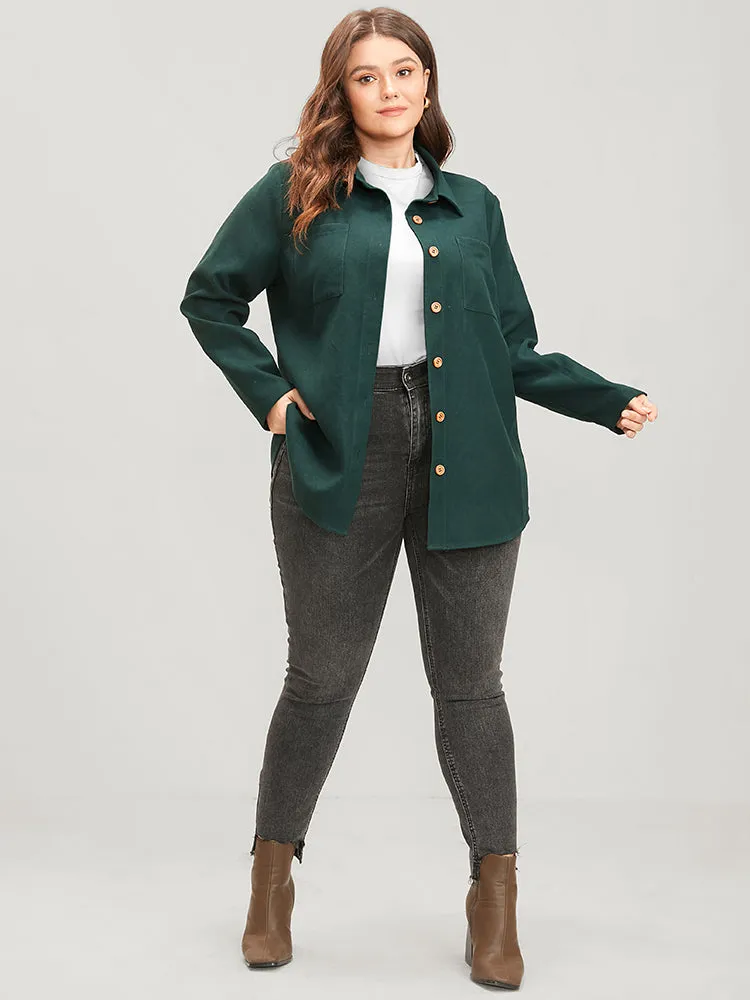 Solid Pocket Button Up Arc Hem Blouse sold by Bloomchic product image thumbnail 3