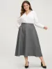 Contrast Button Detail Elastic Waist Pocket Tweed Skirt sold by Bloomchic