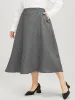 Contrast Button Detail Elastic Waist Pocket Tweed Skirt sold by Bloomchic