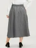 Contrast Button Detail Elastic Waist Pocket Tweed Skirt sold by Bloomchic