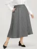 Contrast Button Detail Elastic Waist Pocket Tweed Skirt sold by Bloomchic