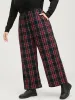 Plaid Elastic Waist Pocket High Rise Pants sold by Bloomchic