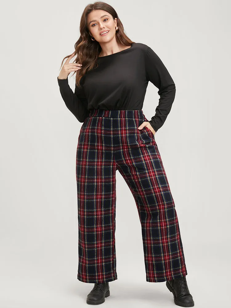 Plaid Elastic Waist Pocket High Rise Pants sold by Bloomchic product image thumbnail 2