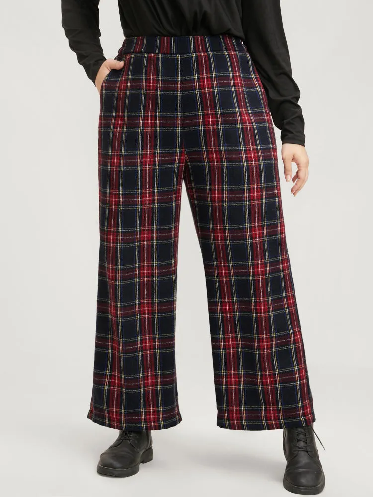 Plaid Elastic Waist Pocket High Rise Pants sold by Bloomchic