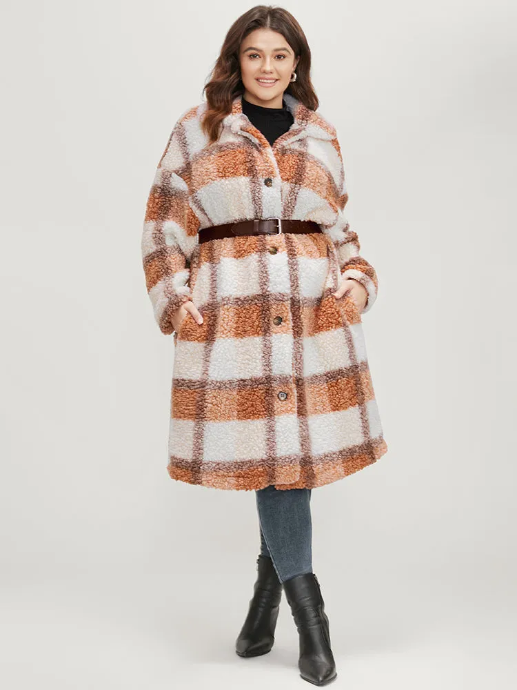 Plaid Pocket Button Up Teddy Coat sold by Bloomchic product image thumbnail 2