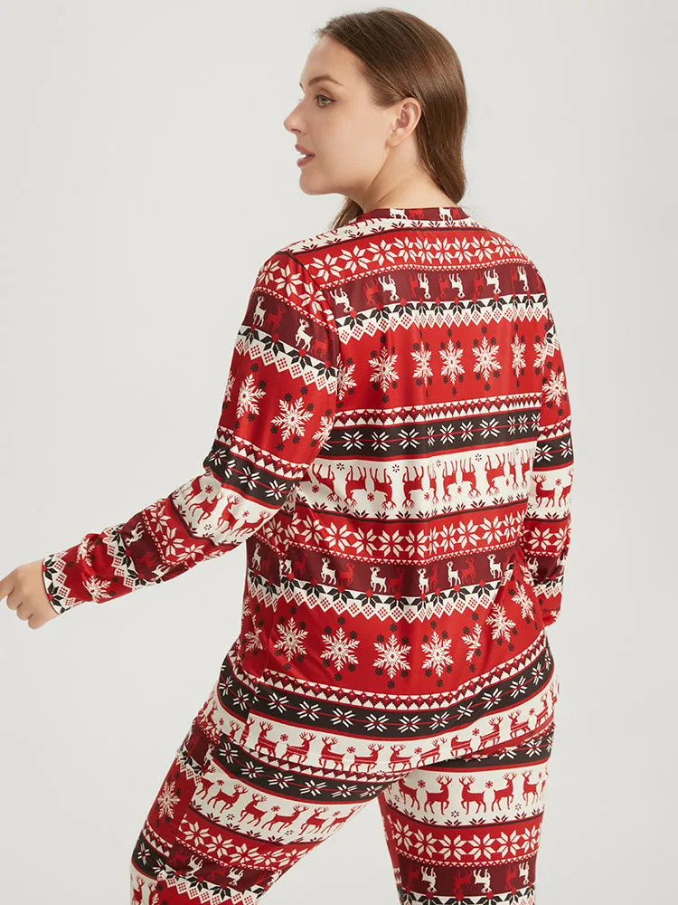 Snowflake & Elk Print Round Neck Sleep Top sold by Bloomchic product image thumbnail 3