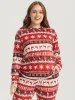 Snowflake & Elk Print Round Neck Sleep Top sold by Bloomchic