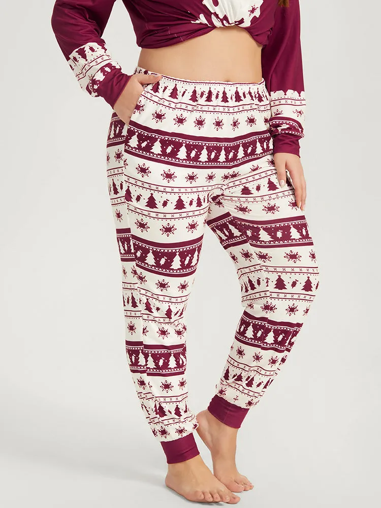 Snowflake & Tree Print Pocket Sleep Pants sold by Bloomchic product image thumbnail 3