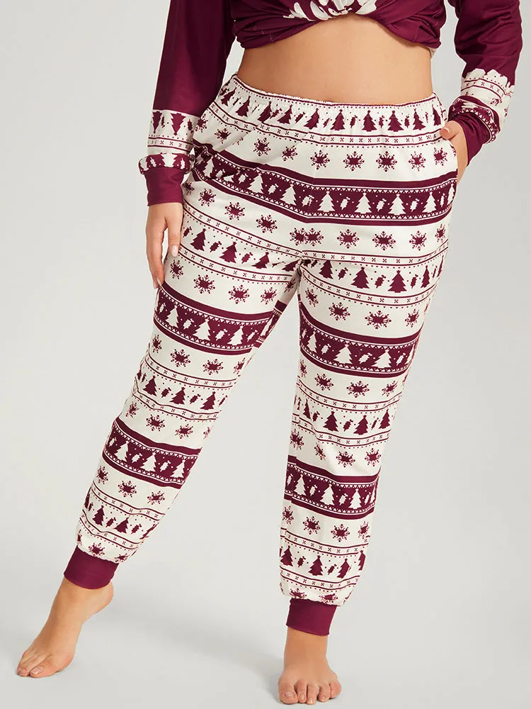 Snowflake & Tree Print Pocket Sleep Pants sold by Bloomchic
