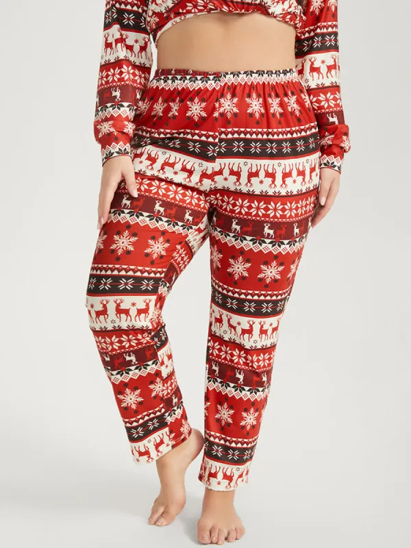 Snowflake & Elk Print Pocket Sleep Pants sold by Bloomchic
