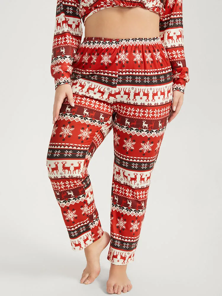 Snowflake & Elk Print Pocket Sleep Pants sold by Bloomchic