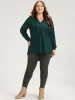 Solid V Neck Arc Hem Drawstring Hooded Sweatshirt sold by Bloomchic