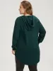 Solid V Neck Arc Hem Drawstring Hooded Sweatshirt sold by Bloomchic