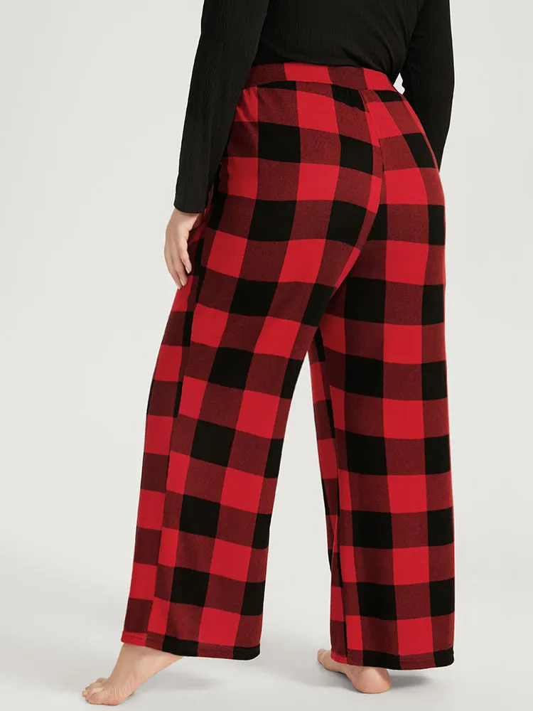 Plaid Pocket Elastic Waist Wide Leg Pants sold by Bloomchic product image thumbnail 3