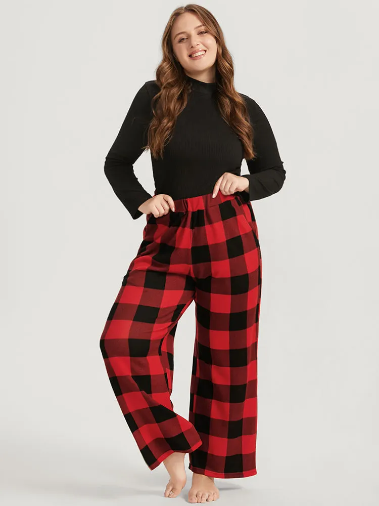 Plaid Pocket Elastic Waist Wide Leg Pants sold by Bloomchic product image thumbnail 5