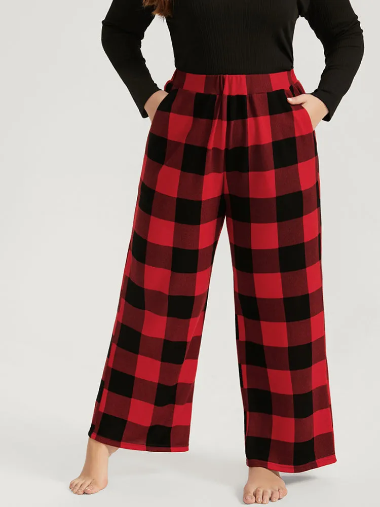 Plaid Pocket Elastic Waist Wide Leg Pants sold by Bloomchic product image thumbnail 2
