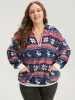 Snowflake & Elk Print Zipper Pocket Sweatshirt sold by Bloomchic