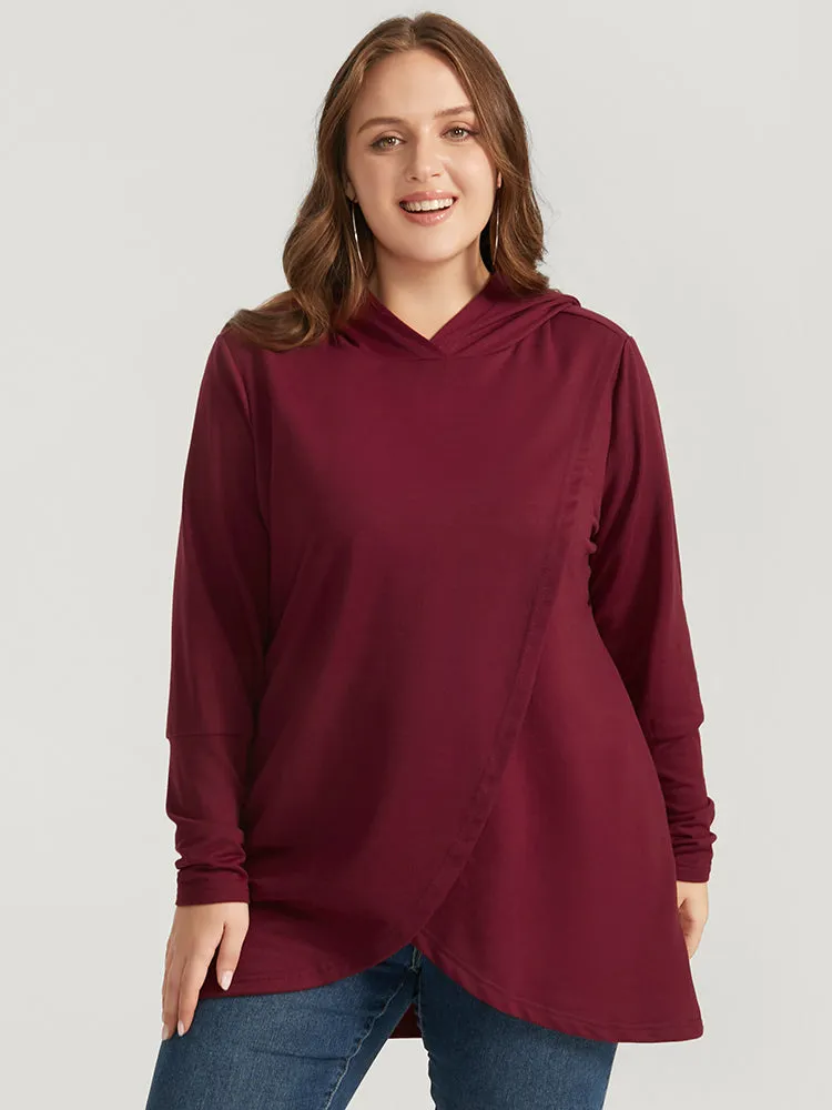 Solid Pocket High Low Hem Hooded Sweatshirt sold by Bloomchic product image thumbnail 4