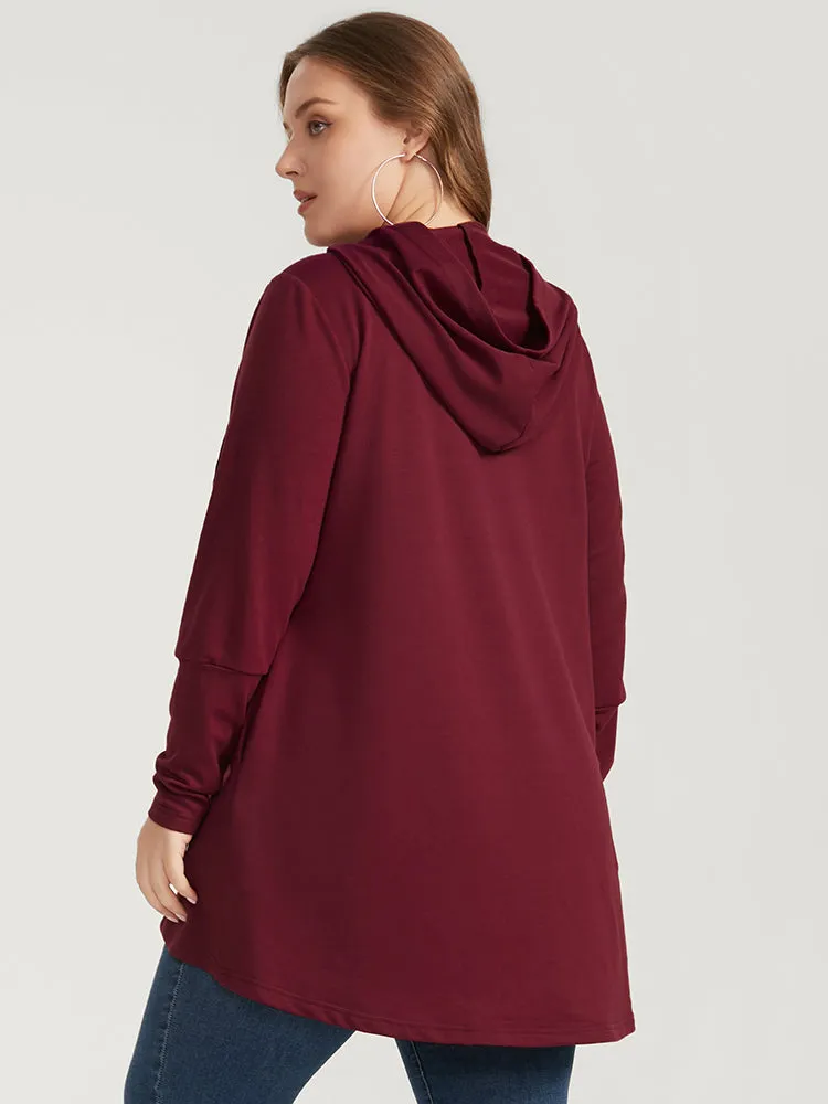Solid Pocket High Low Hem Hooded Sweatshirt sold by Bloomchic product image thumbnail 2
