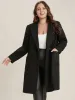 Solid Pocket Double Breasted Suit Collar Coat Without Belt sold by Bloomchic