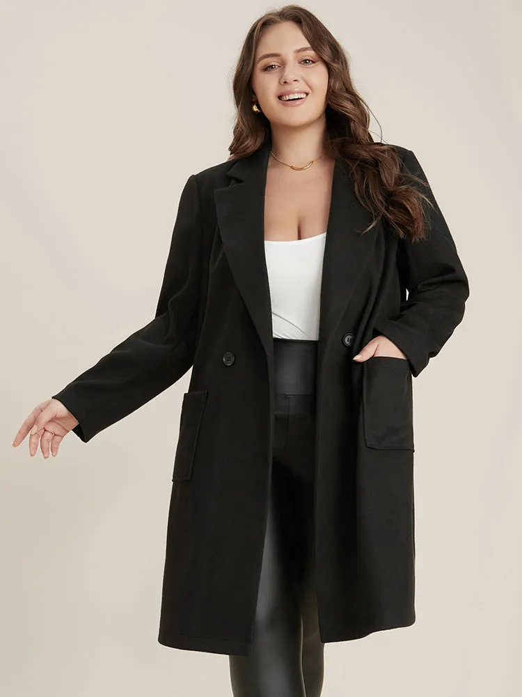 Solid Pocket Double Breasted Suit Collar Coat Without Belt sold by Bloomchic product image thumbnail 3