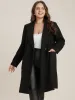Solid Pocket Double Breasted Suit Collar Coat Without Belt sold by Bloomchic