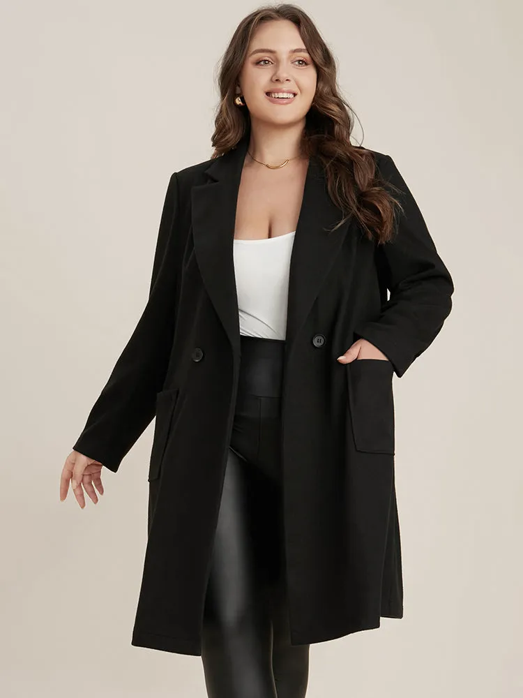 Solid Pocket Double Breasted Suit Collar Coat Without Belt sold by Bloomchic product image thumbnail 2