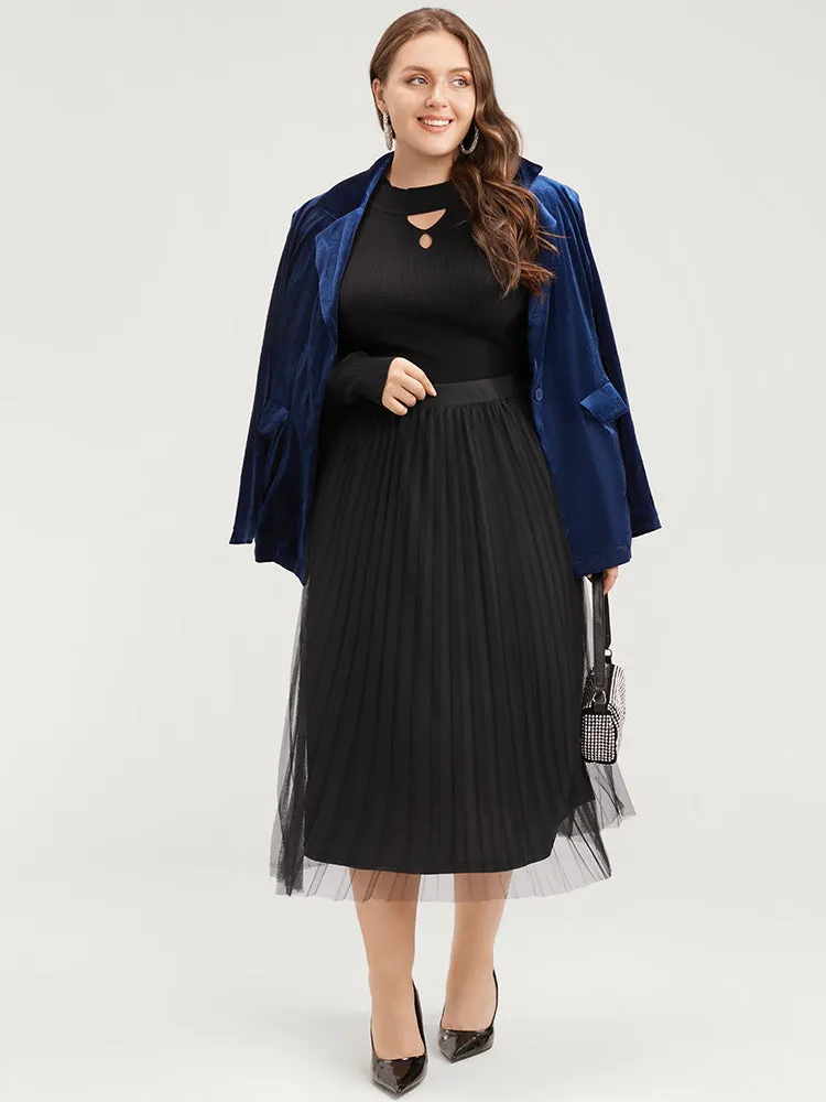 Solid Mesh Elastic Waist Pleated Skirt sold by Bloomchic product image thumbnail 3