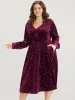 Star Print Pocket Velvet Surplice Neck Midi Dress sold by Bloomchic