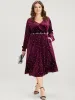 Star Print Pocket Velvet Surplice Neck Midi Dress sold by Bloomchic