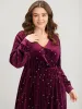 Star Print Pocket Velvet Surplice Neck Midi Dress sold by Bloomchic