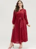 Polka Dot Keyhole Round Neck Pocket Belted Ruffle Dress sold by Bloomchic