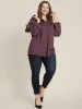 Solid Round Neck Gathered Lantern Sleeve Blouse sold by Bloomchic