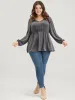 Solid V Neck Ruffle Lantern Sleeve Long Tee sold by Bloomchic