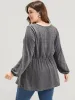 Solid V Neck Ruffle Lantern Sleeve Long Tee sold by Bloomchic