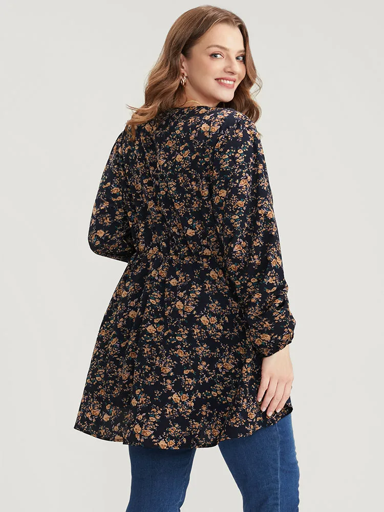 Floral Wrap Lantern Sleeve High Low Hem Blouse Without Hat sold by Bloomchic product image thumbnail 5