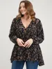 Floral Wrap Lantern Sleeve High Low Hem Blouse Without Hat sold by Bloomchic