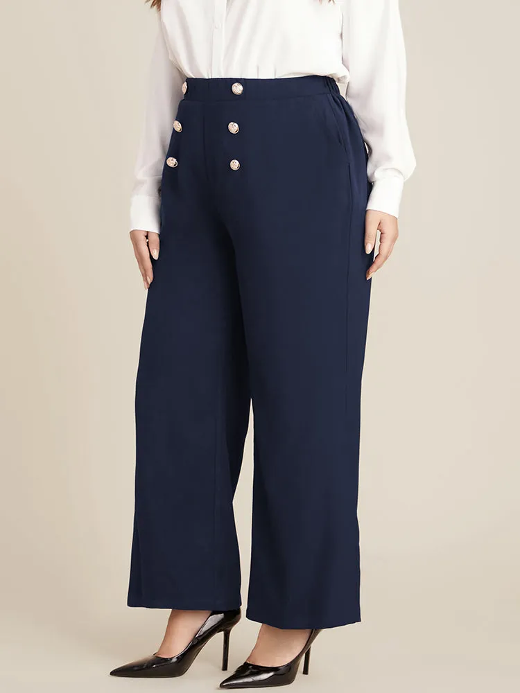 Solid Elastic Waist Pocket Button Detail Pants sold by Bloomchic product image thumbnail 5