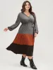 Colorblock Contrast Pocket Wrap Belted Ruffle Tiered Dress sold by Bloomchic