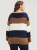 Colorblock Contrast Pointelle Knit Eyelet Split Hem Knit Top sold by Bloomchic