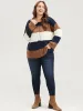 Colorblock Contrast Pointelle Knit Eyelet Split Hem Knit Top sold by Bloomchic