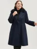 Solid Pocket Single Breasted Fuzzy Trim Coat Without Belt sold by Bloomchic