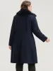 Solid Pocket Single Breasted Fuzzy Trim Coat Without Belt sold by Bloomchic