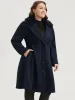 Solid Pocket Single Breasted Fuzzy Trim Coat Without Belt sold by Bloomchic