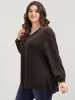 Solid Split Asymmetrical Hem V Neck Sweatshirt sold by Bloomchic