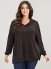 Solid Split Asymmetrical Hem V Neck Sweatshirt sold by Bloomchic
